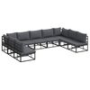 vidaXL Ensemble de canap&eacute; de jardin avec coussin 9 pcs Noir Aluminium