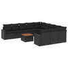 vidaXL Salon de jardin 12 pcs avec coussins noir r&eacute;sine tress&eacute;e