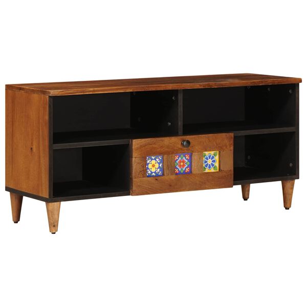 vidaXL Meuble TV Noyer 100 x 33 x 46 cm Bois de mangue massif