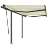 vidaXL Auvent manuel r&eacute;tractable avec poteaux 3x2,5 m Cr&egrave;me
