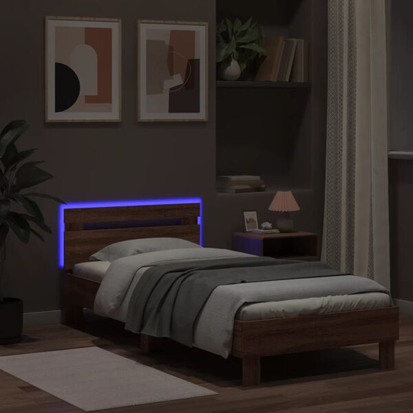 vidaXL Cadre de lit sans matelas avec lumi&egrave;res LED 90x200 cm
