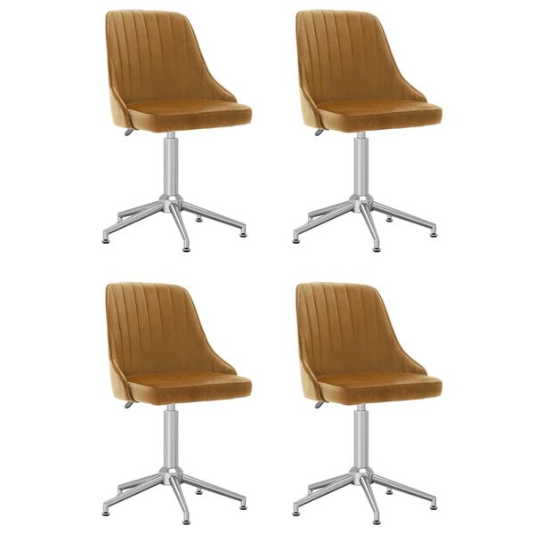 vidaXL Chaises pivotantes &agrave; manger lot de 4 marron velours