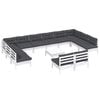 vidaXL Salon de jardin 13 pcs avec coussins blanc bois de pin solide