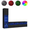 vidaXL Unit&eacute;s murales TV avec LED 4 pcs noir bois d'ing&eacute;nierie
