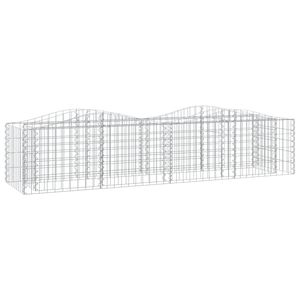 vidaXL Lit sur&eacute;lev&eacute; &agrave; gabions arqu&eacute; 200x50x50 cm Fer galvanis&eacute;