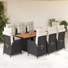 vidaXL Ensemble &agrave; manger de jardin 9pcs coussins noir r&eacute;sine tress&eacute;e