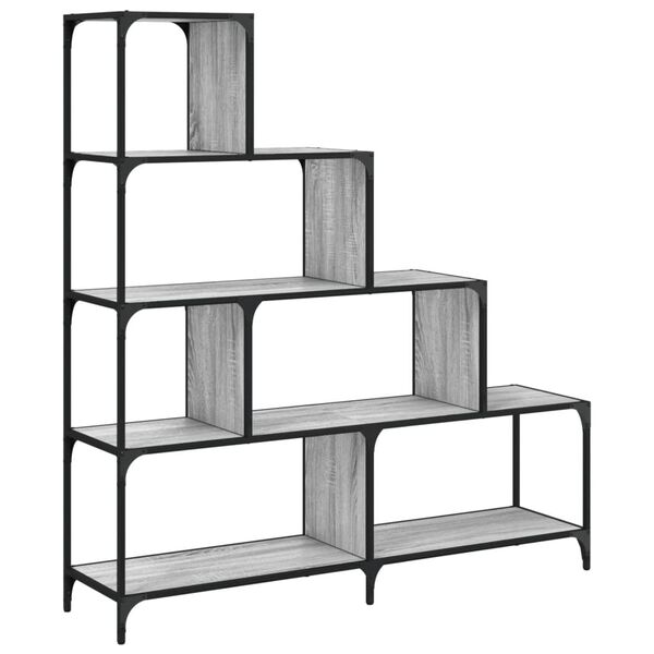 vidaXL Biblioth&egrave;que &agrave; 4 niveaux sonoma gris bois d'ing&eacute;nierie
