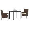 vidaXL Ensemble de salle &agrave; manger pour jardin 3 pcs Marron polyrotin