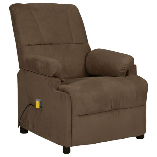 vidaXL Fauteuil de massage Marron Similicuir daim
