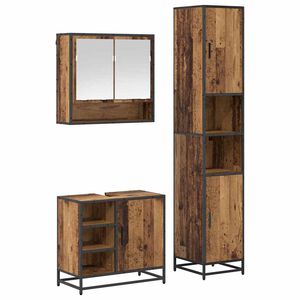 vidaXL Ensemble de mobilier de salle de bain 3 pcs Bois Ancien