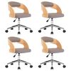 vidaXL Chaises pivotantes &agrave; manger lot de 4 taupe bois courb&eacute; et tissu