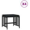vidaXL Tabourets de jardin et coussins lot de 4 noir 41x41x36 cm rotin