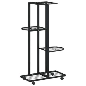 vidaXL Jardini&egrave;re &agrave; 4 niveaux avec roues 44x23x80 cm Noir Fer