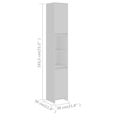 vidaXL Armoire de salle de bain Blanc 30x30x183,5 cm Bois d'ingénierie