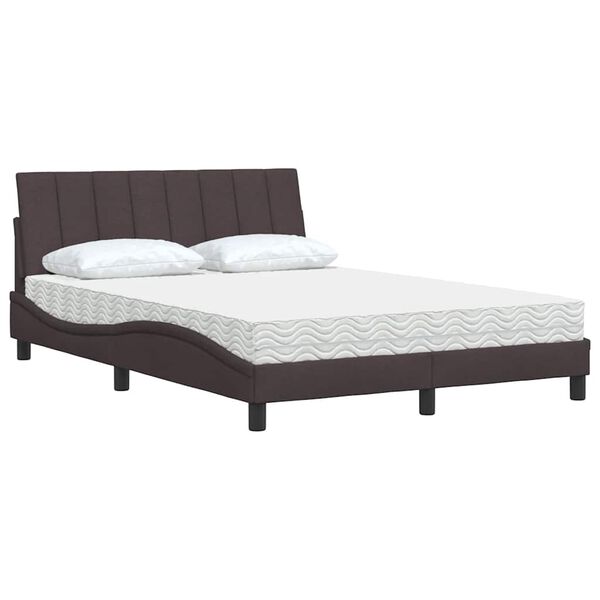 vidaXL Lit avec matelas Hanko marron fonc&eacute; 120x200 cm tissu