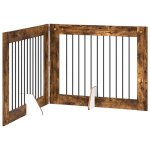 vidaXL Porte de chien pliable avec supports 2 pc Ch&ecirc;ne fum&eacute; 200,5 cm