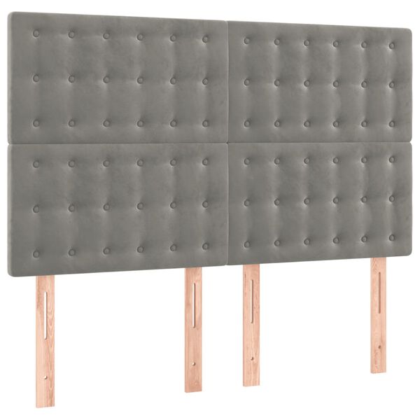 vidaXL T&ecirc;te de lit &agrave; LED Gris clair 144x5x118/128 cm Velours