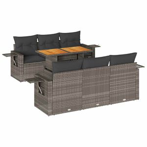 vidaXL Salon de jardin avec coussins 7 pcs gris r&eacute;sine tress&eacute;e