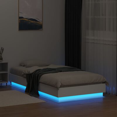 vidaXL Cadre de lit avec lumières LED blanc 90x190 cm