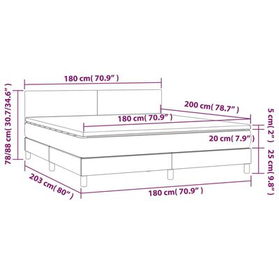 vidaXL Sommier à lattes de lit avec matelas Cappuccino 180x200 cm