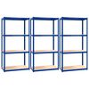 vidaXL &Eacute;tag&egrave;res &agrave; 4 niveaux 3 pcs Bleu Acier et bois d'ing&eacute;nierie