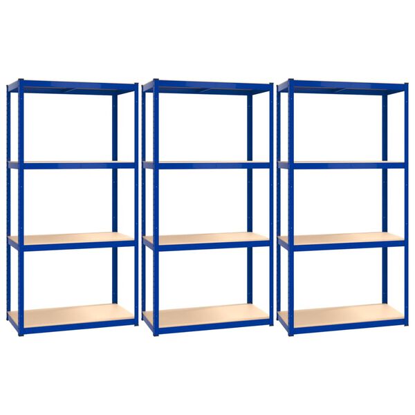 vidaXL &Eacute;tag&egrave;res &agrave; 4 niveaux 3 pcs Bleu Acier et bois d'ing&eacute;nierie