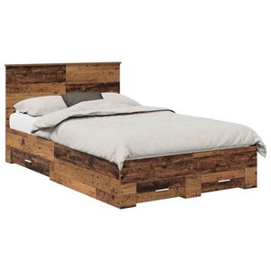 vidaXL Cadre de lit Bois ancien 120 x 190 cm Bois d'ing&eacute;nierie