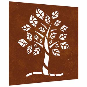 vidaXL D&eacute;coration murale jardin 55x55 cm acier corten design d'arbre