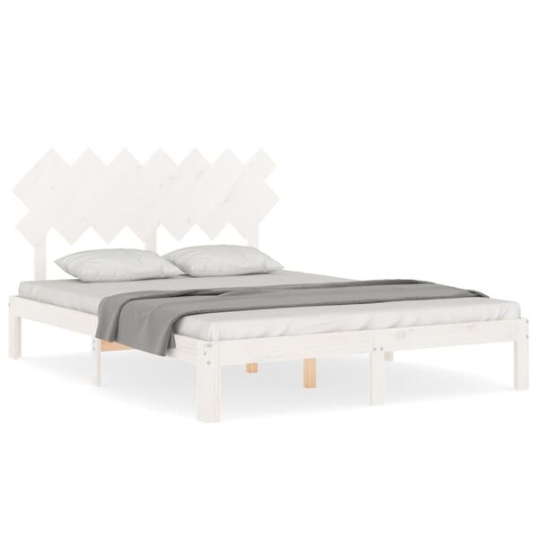 vidaXL Cadre de lit sans matelas blanc 140x190 cm bois de pin massif