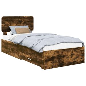 vidaXL Cadre de lit Ch&ecirc;ne fum&eacute; 75 x 190 cm Bois d'ing&eacute;nierie