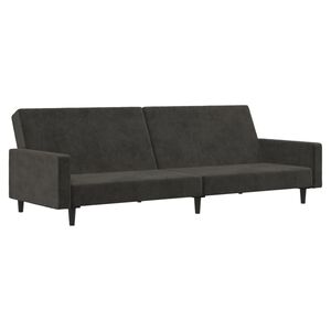 vidaXL Canap&eacute;-lit &agrave; 2 places gris fonc&eacute; velours