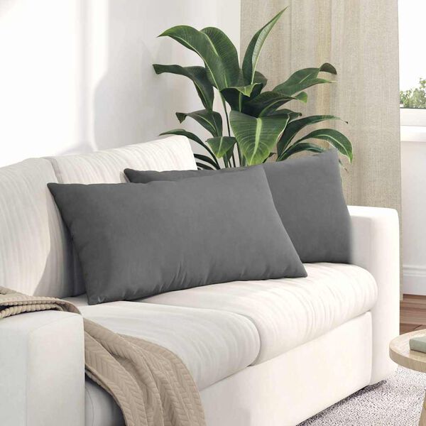 vidaXL Coussins de canap&eacute; 2 pcs Gris fonc&eacute; 80 x 40 cm tissu