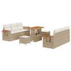 vidaXL Ensemble de canap&eacute; de jardin 9 pc Beige polyrotin