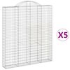 vidaXL Paniers &agrave; gabions arqu&eacute;s 5 pcs 200x30x220/240 cm fer galvanis&eacute;