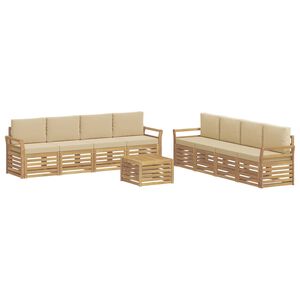 vidaXL Ensemble de canap&eacute;s d'ext&eacute;rieur 9 pc Blanc et Beige Polyester