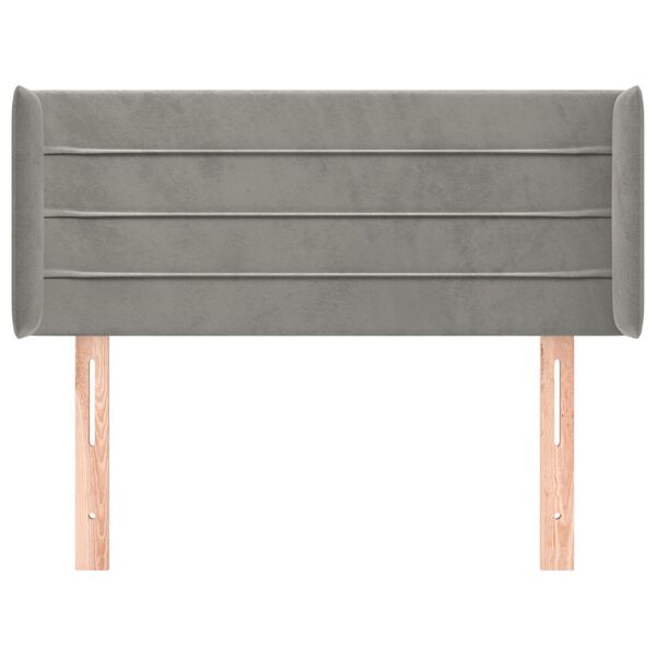 vidaXL T&ecirc;te de lit avec oreilles Gris clair 93x16x78/88 cm Velours
