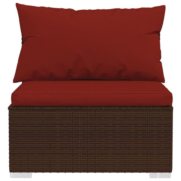 vidaXL Salon de jardin 5 pcs avec coussins r&eacute;sine tress&eacute;e marron