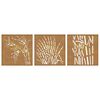 vidaXL D&eacute;corations murales jardin 3 pcs 55x55 cm design d'herbe