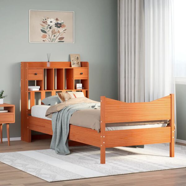 vidaXL Cadre de lit sans matelas cire marron 75x190 cm bois pin massif