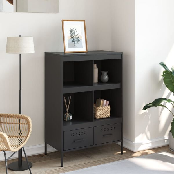 vidaXL Buffet haut noir 68x39x101,5 cm acier