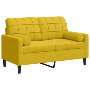 vidaXL Canap&eacute; 2 places avec oreillers d&eacute;coratifs jaune 120 cm velours