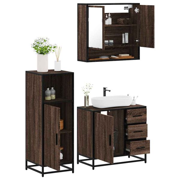 vidaXL Ensemble de meubles de salle de bain 3 pcs Chêne marron