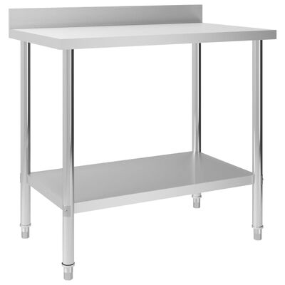 vidaXL Table de travail de cuisine avec dosseret 100x60x93 cm Inox