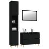 vidaXL Ensemble de meubles salle de bain 3 pcs noir bois d'ing&eacute;nierie