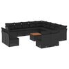 vidaXL Salon de jardin avec coussins 14 pcs noir r&eacute;sine tress&eacute;e