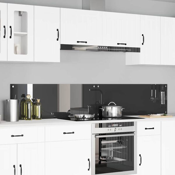 vidaXL Protection de cuisine 2 pcs Gris fonc&eacute; 110 x 40 cm verre tremp&eacute;
