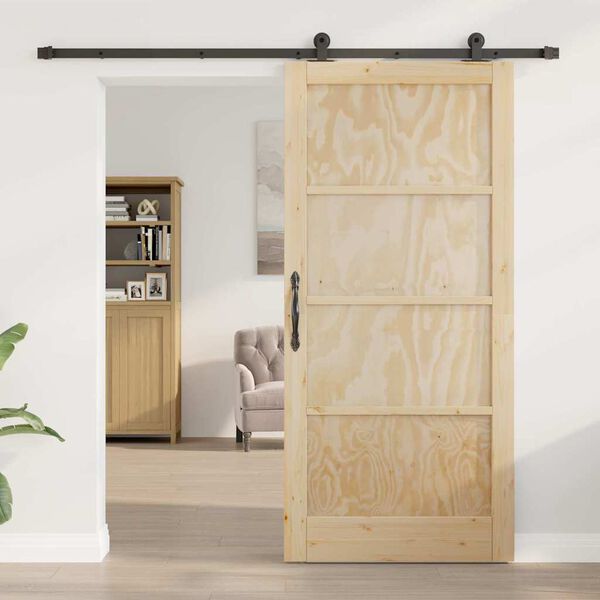 vidaXL Porte coulissante ORKDAL Marron 93 x 202 cm Pin massif