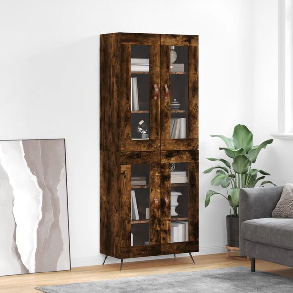 vidaXL Buffet haut Ch&ecirc;ne fum&eacute; 69,5x34x180 cm Bois d'ing&eacute;nierie