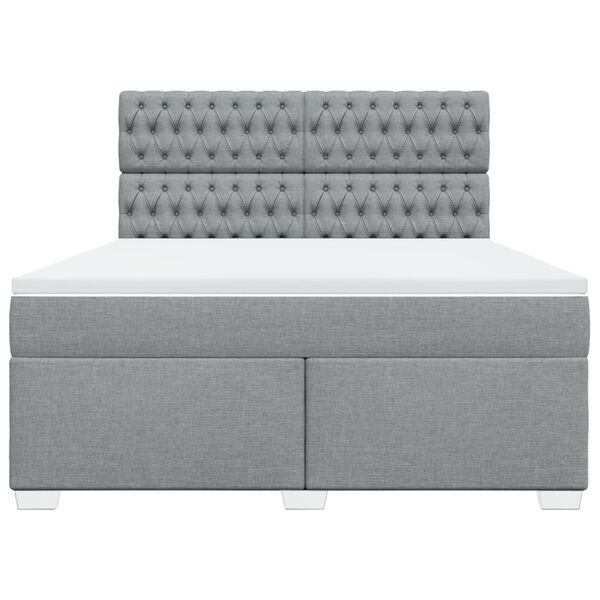vidaXL Sommier &agrave; lattes de lit avec matelas Gris clair 180x200cm Tissu