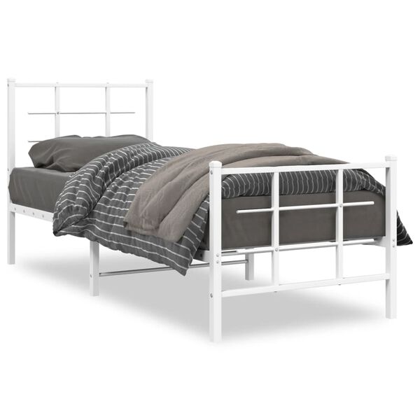 vidaXL Cadre de lit métal sans matelas avec pied de lit blanc 80x200cm